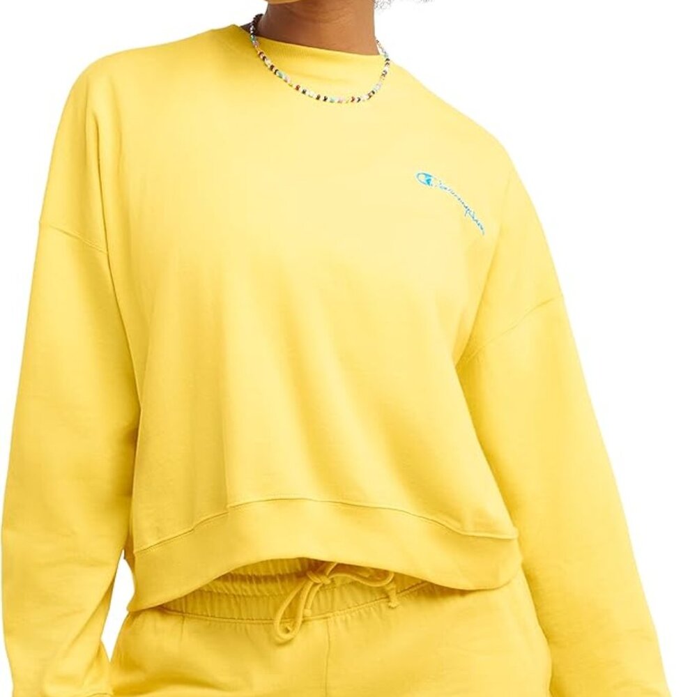 Champion Yellow Sweatshirt with Logo Accent